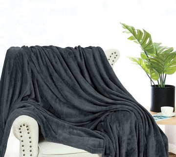Supersoft 310 Gsm Ac Fleece Blanket-dark grey (king size)