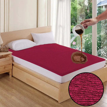 Terry Cotton Protector Maroon Color Fitted Style