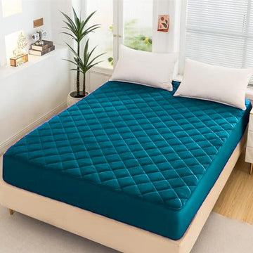 Quilted Fitted  Cover For Double bed Fitted  Protector Anti Sleep Bed Sheet  - Zink
