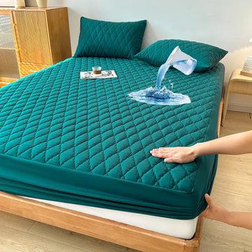 Quilted  Fitted Protector Double Bed-zinc