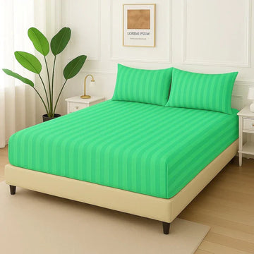 Light Green Stripe -Fitted Bedsheet Set